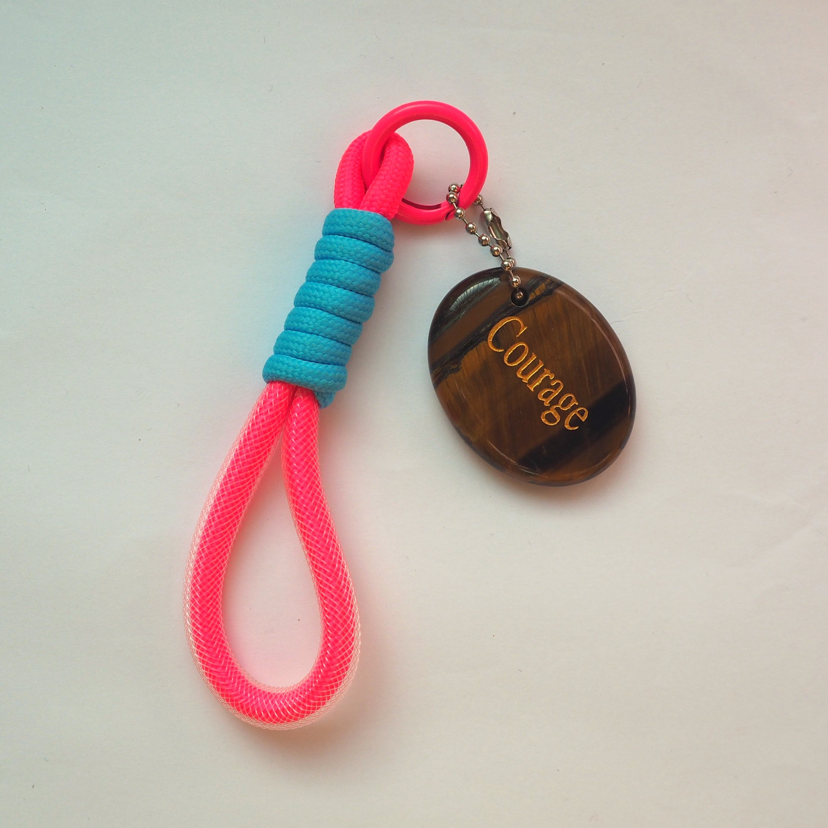 Crimson Storm · Courage — Tiger Eye Keychain for Bold Strength