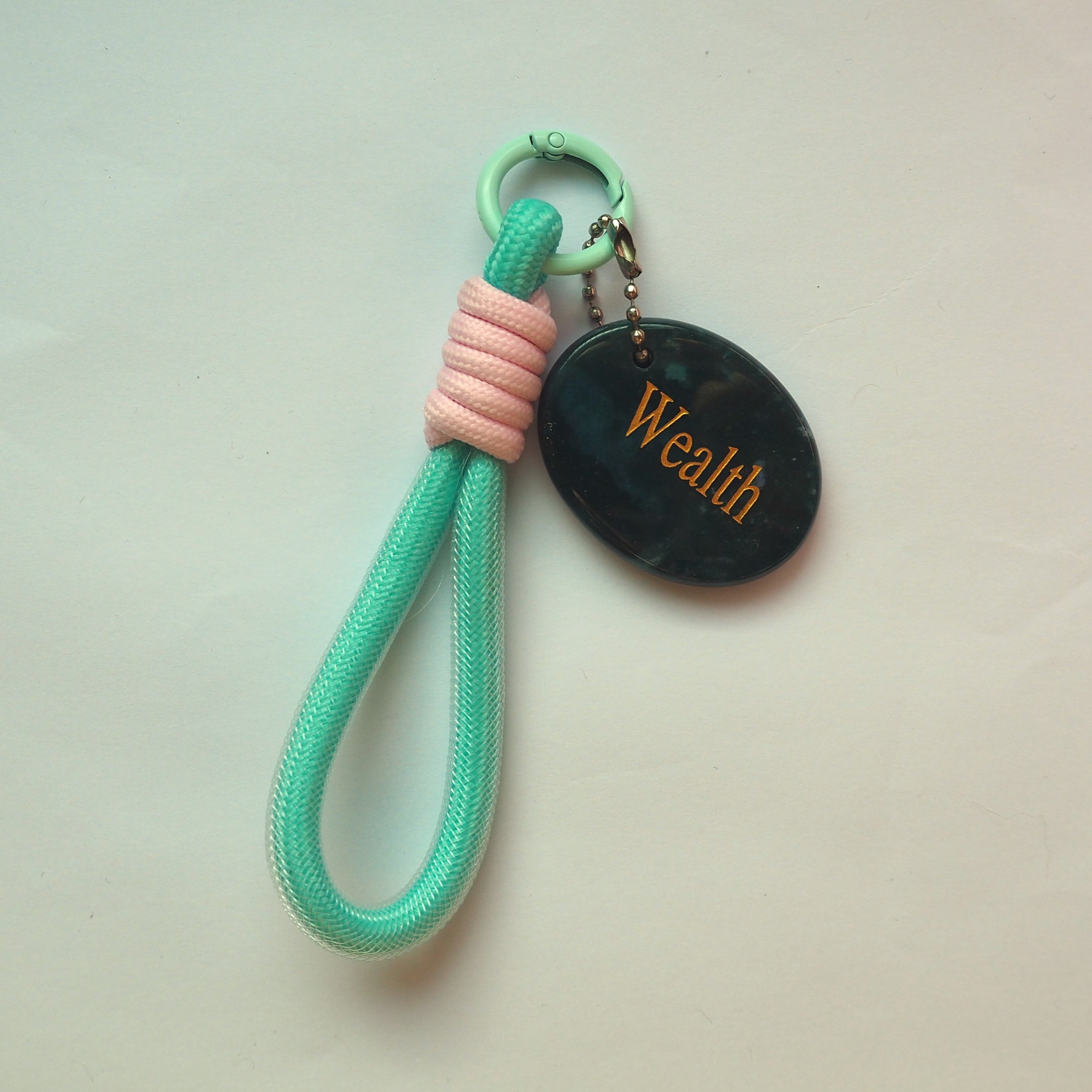 Lagoon Flow · Wealth — Indian Agate Keychain for Gentle Prosperity