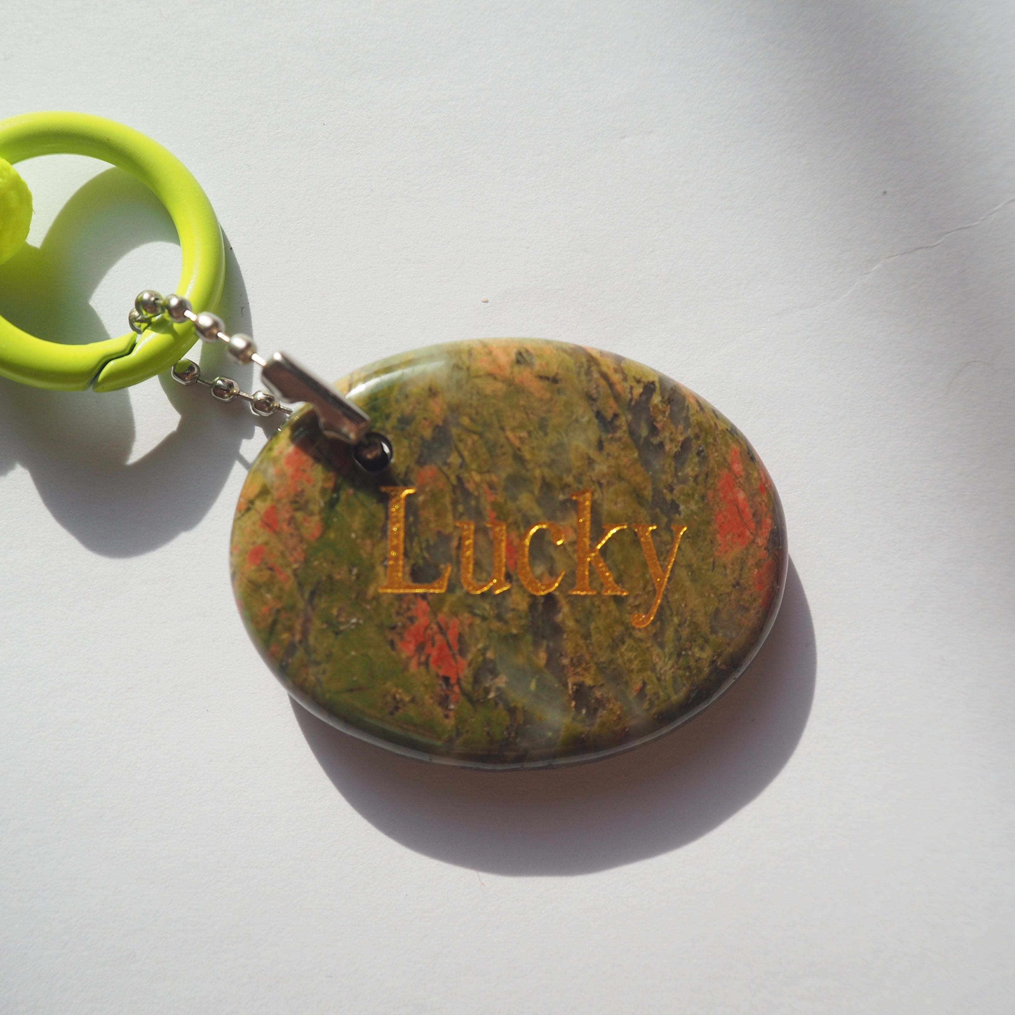 Clover Current · Lucky — Unakite Keychain for Chance & Openness