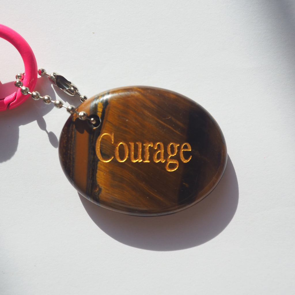 Crimson Storm · Courage — Tiger Eye Keychain for Bold Strength